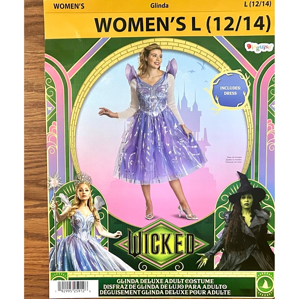 Wicked For Good Deluxe GLINDA Dress Halloween Costume Womens Adult L(12/14) New